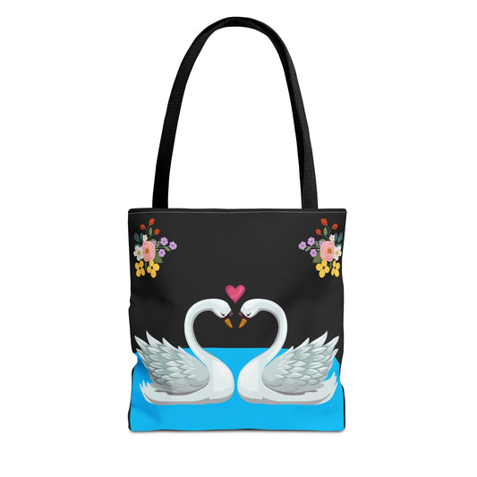 Romantic Swan Love Tote Bag - Floral Design for Every Occasion