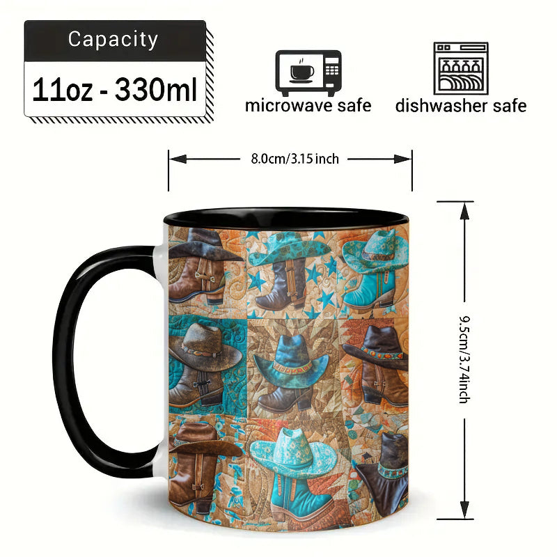 Hat & Boots Ceramic Coffee Mug