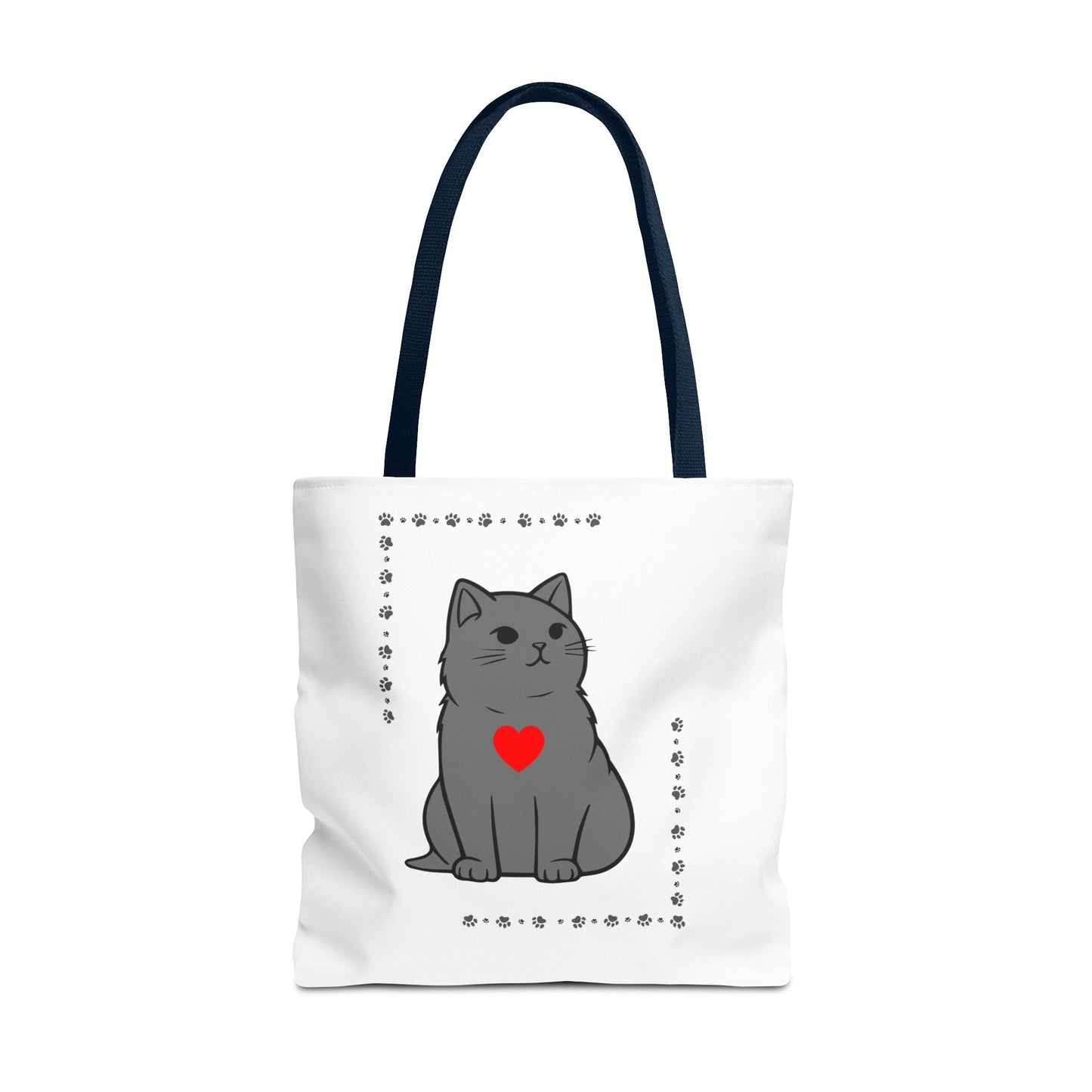 Cute Cat Tote Bag with Heart Design - Perfect for Animal Lovers