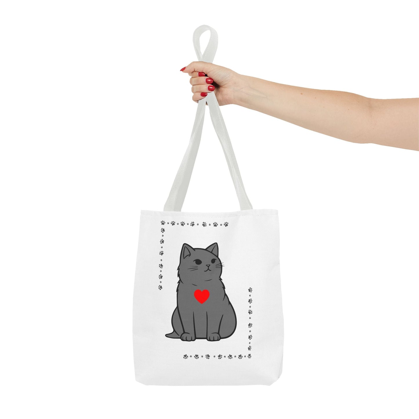 Cute Cat Tote Bag with Heart Design - Perfect for Animal Lovers