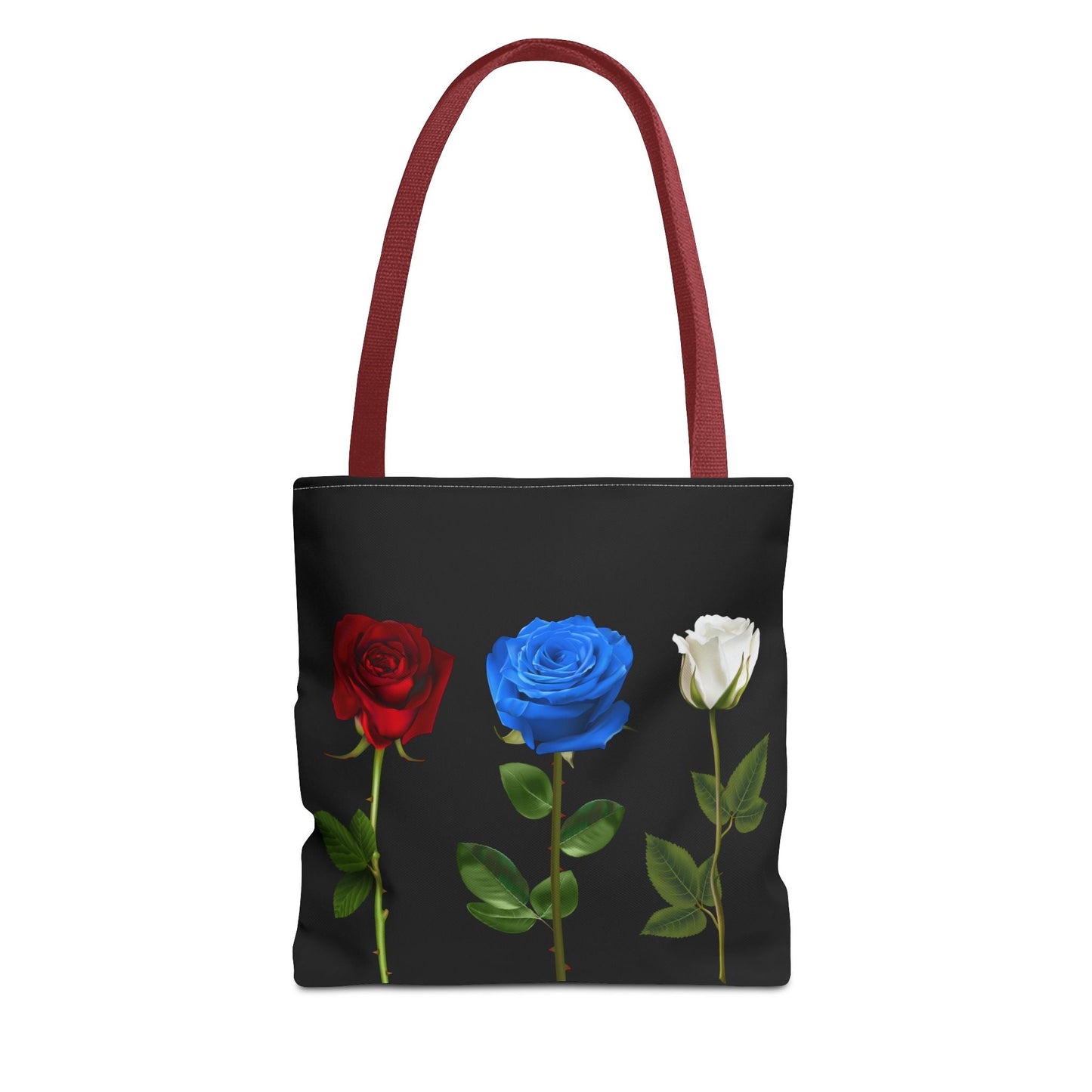 Elegant Floral Tote Bag - Red, Blue & White Roses Design