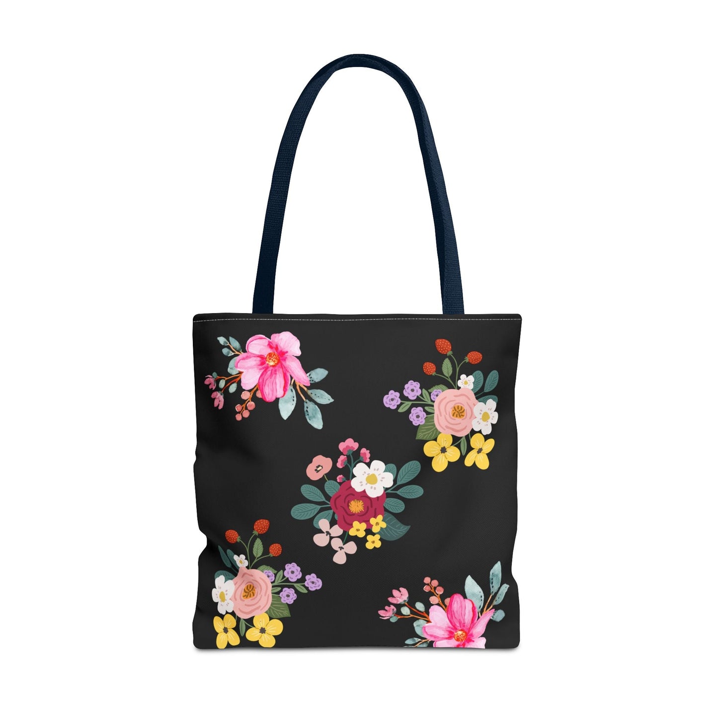 Floral Embroidered Tote Bag - Stylish Black Floral Design for Everyday Use