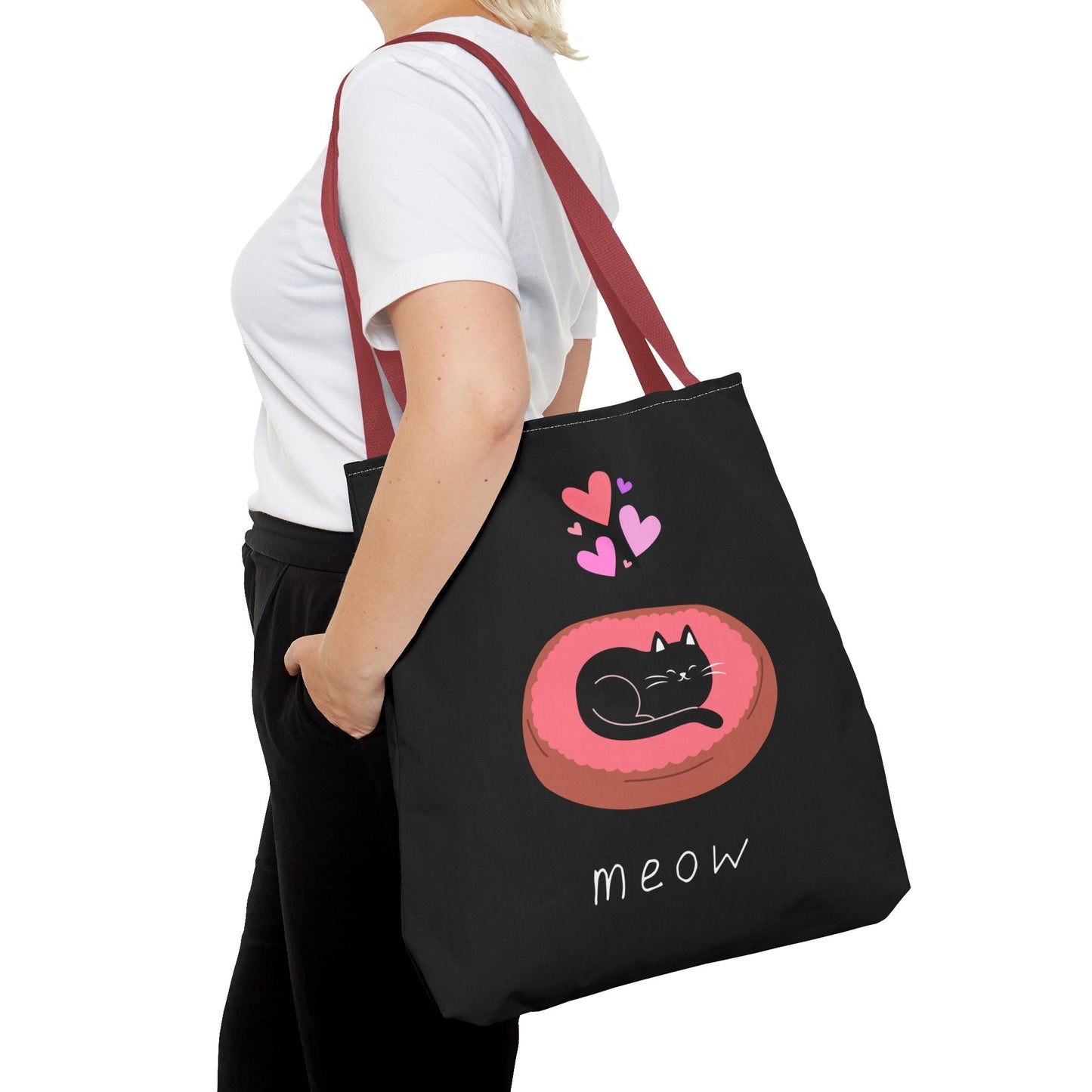 Cute Cat Tote Bag - 'Meow' Design for Cat Lovers