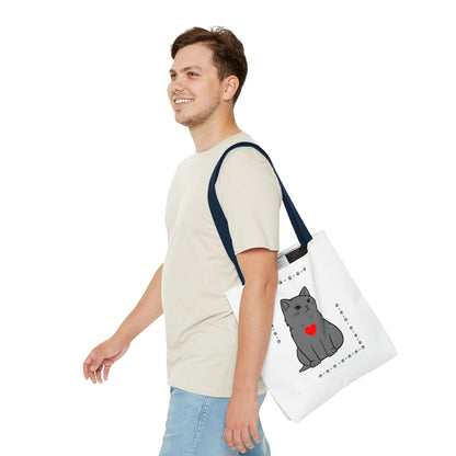 Cute Cat Tote Bag with Heart Design - Perfect for Animal Lovers