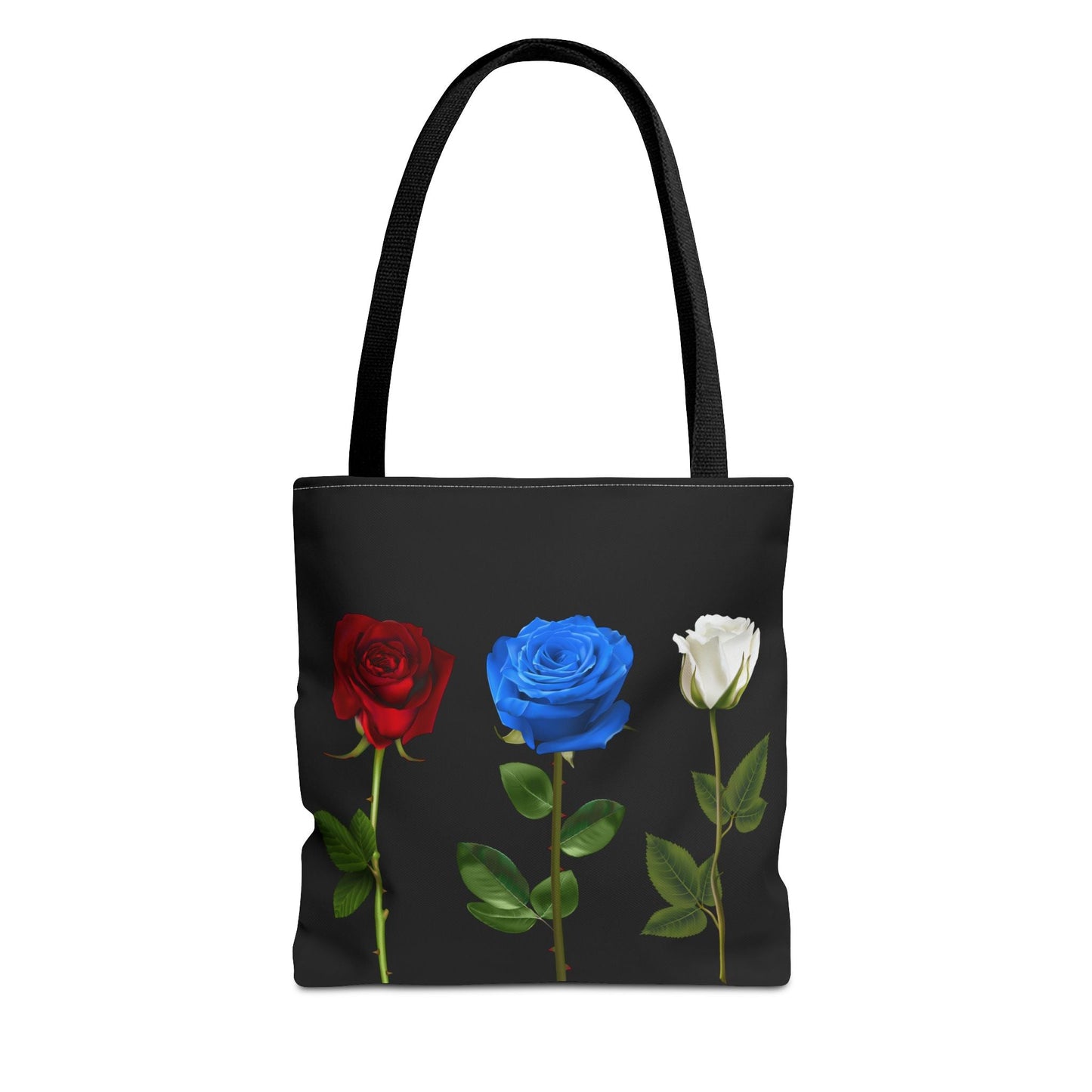 Elegant Floral Tote Bag - Red, Blue & White Roses Design
