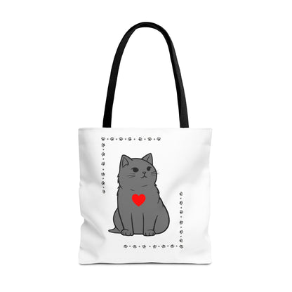 Cute Cat Tote Bag with Heart Design - Perfect for Animal Lovers