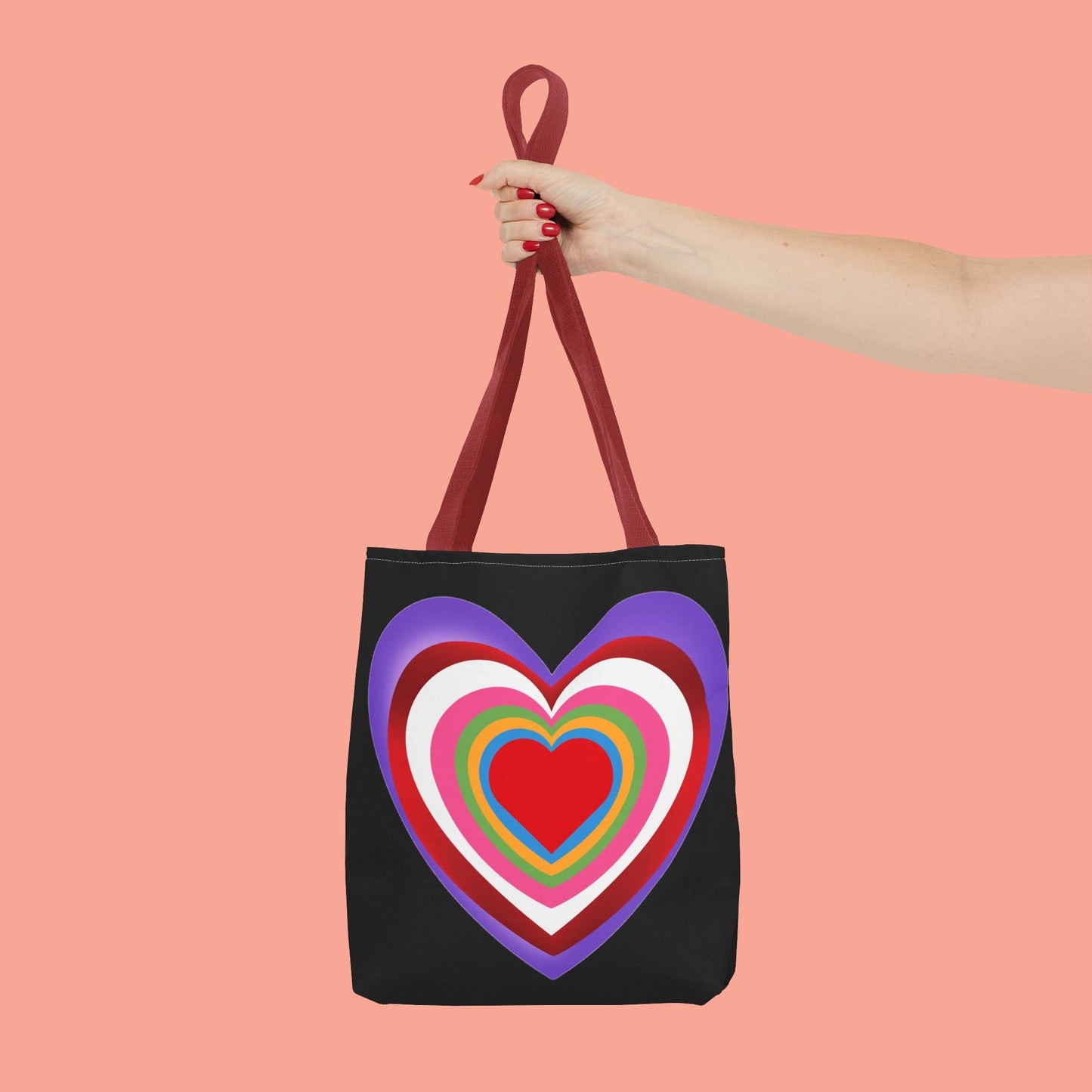 Rainbow Heart Tote Bag - Colorful Love Design for Everyday Use