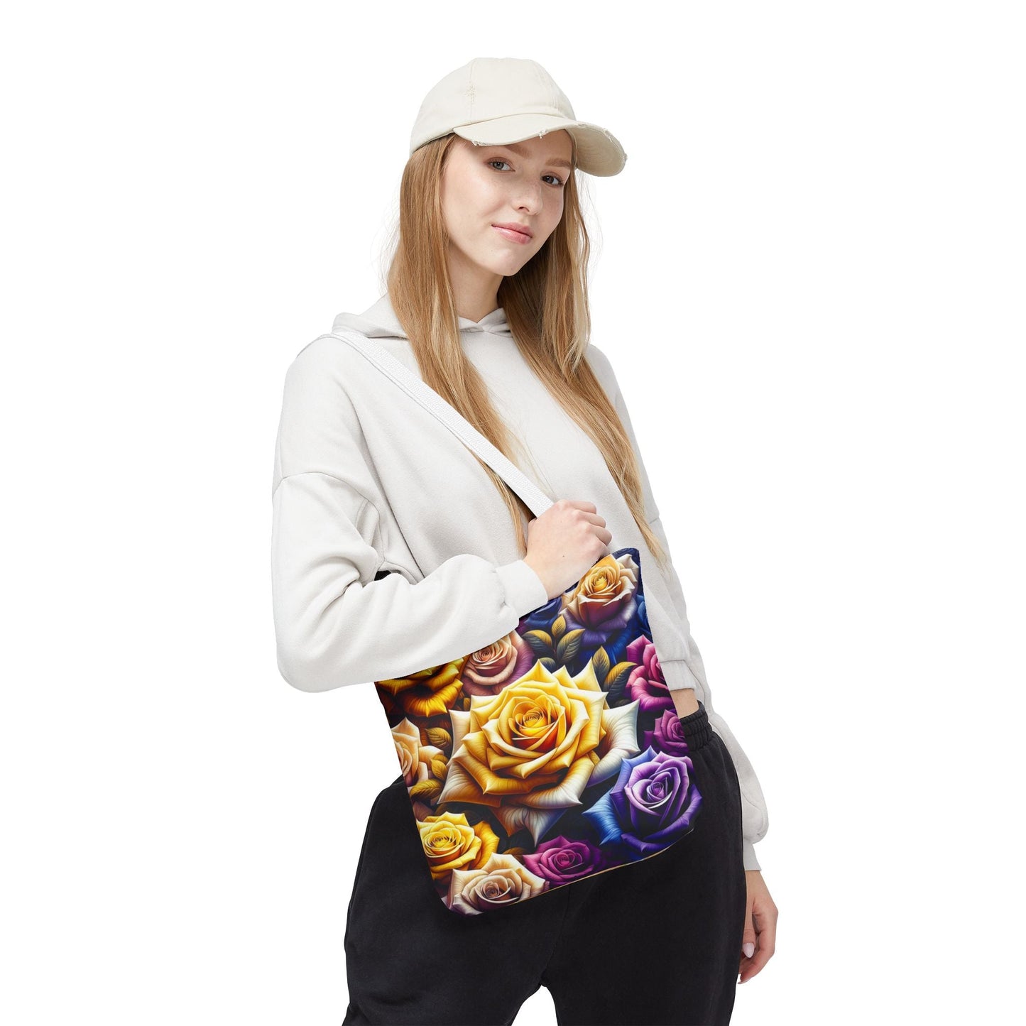 Vibrant Floral Tote Bag - Colorful Rose Design for Garden Lovers