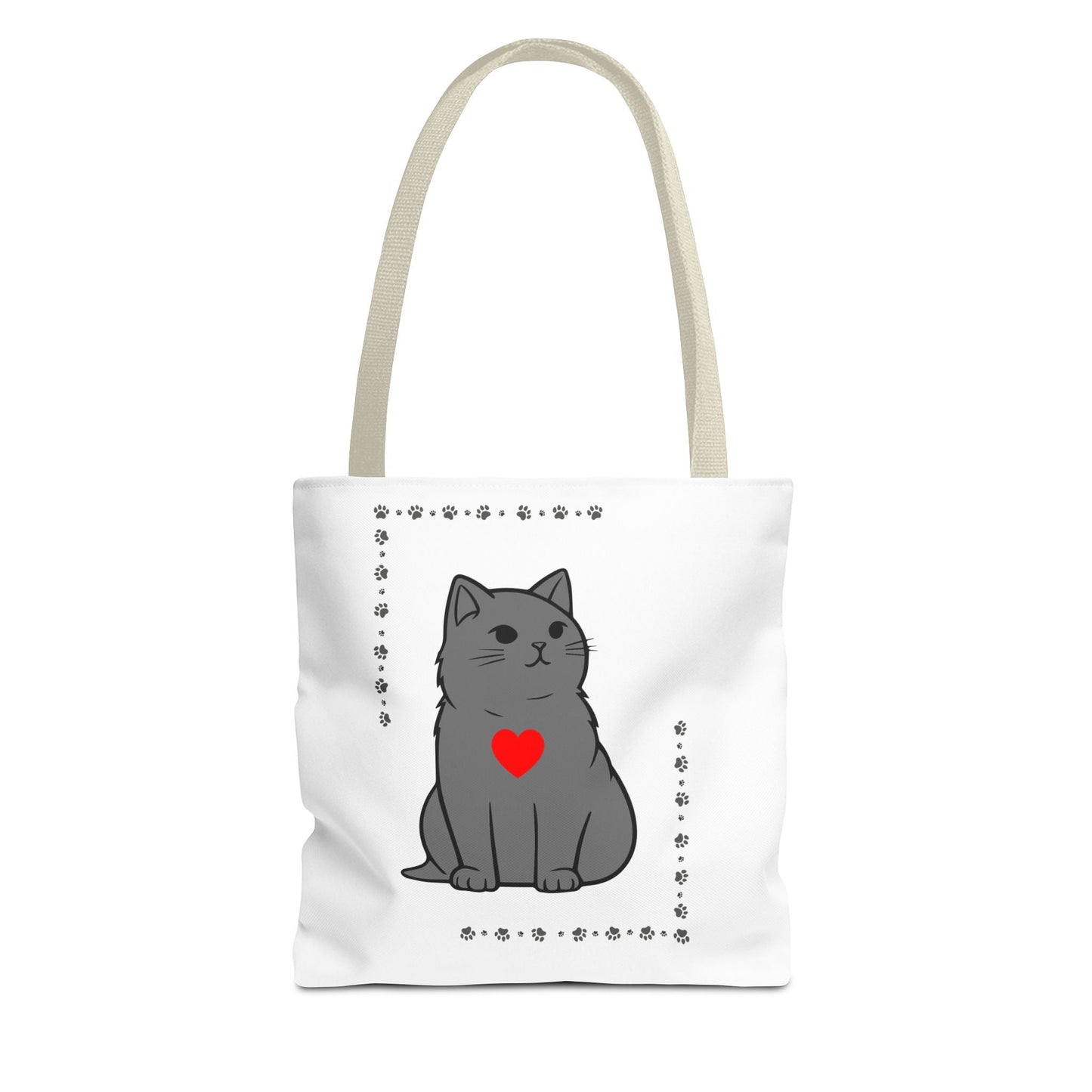 Cute Cat Tote Bag with Heart Design - Perfect for Animal Lovers