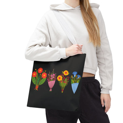 Floral Bouquet Tote Bag - Stylish Reusable Shopping Bag for Everyday Use