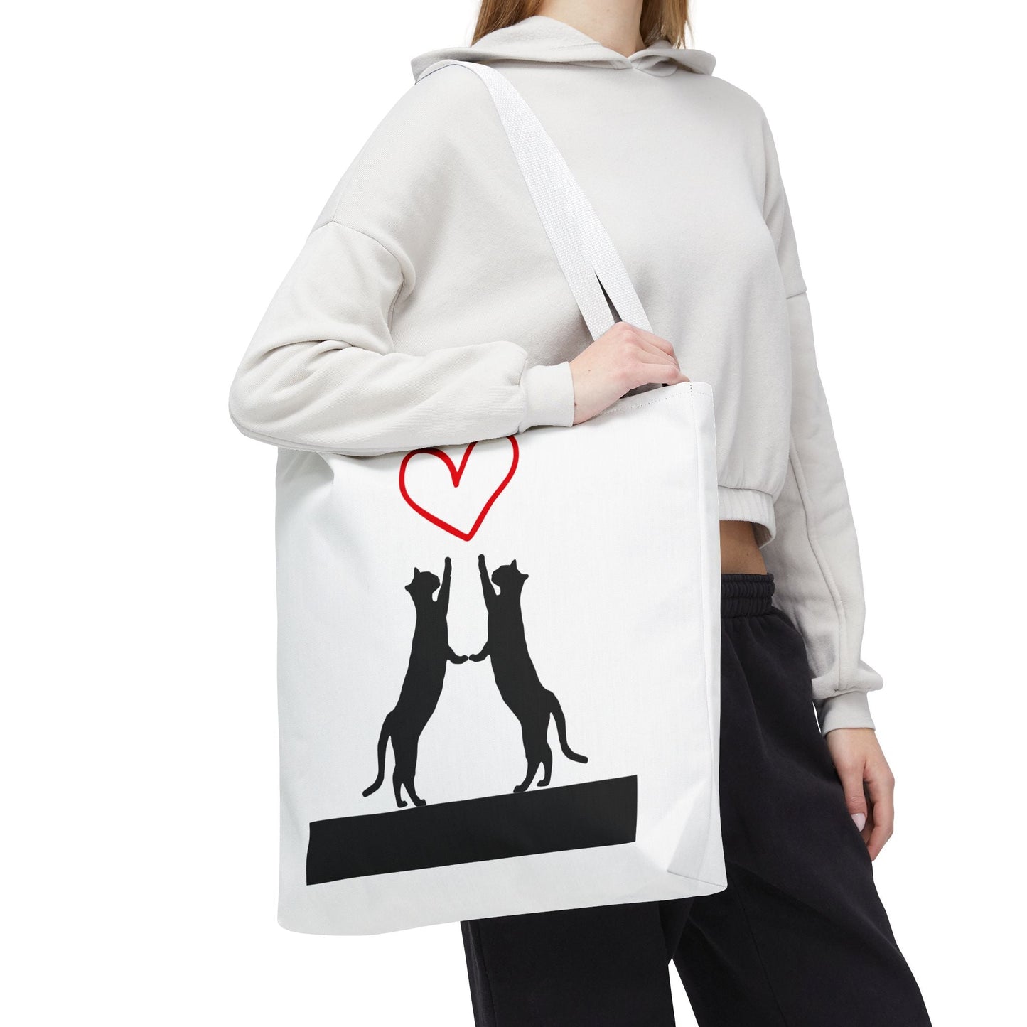 Love Cats Tote Bag - Cute Black Cat Lovers Gift
