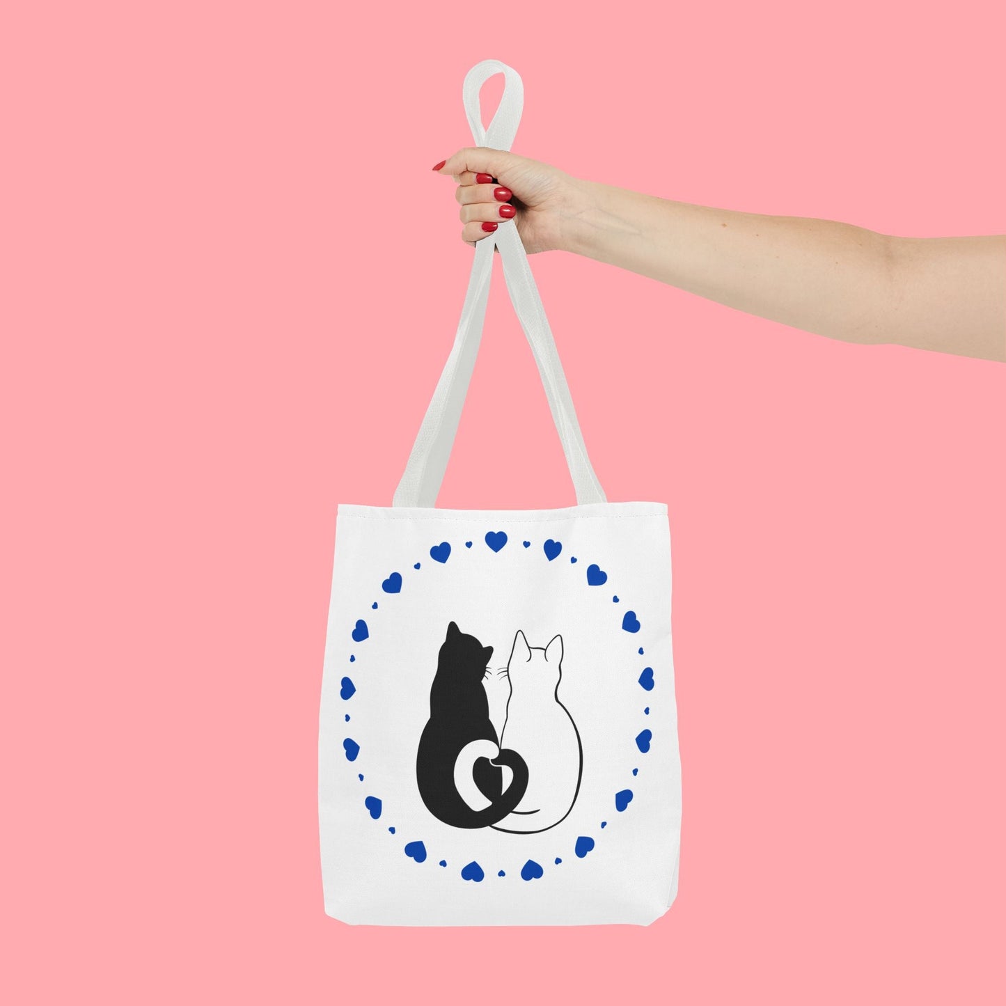Cute Cat Lovers Tote Bag - Adorable Heart Design for Pet Enthusiasts
