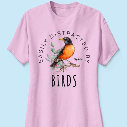 Bird Lady Easily Distracted By Birds Bird Watcher Shirt, Twitcher Shirt Personalized Shirt, Gift for Bird Lover