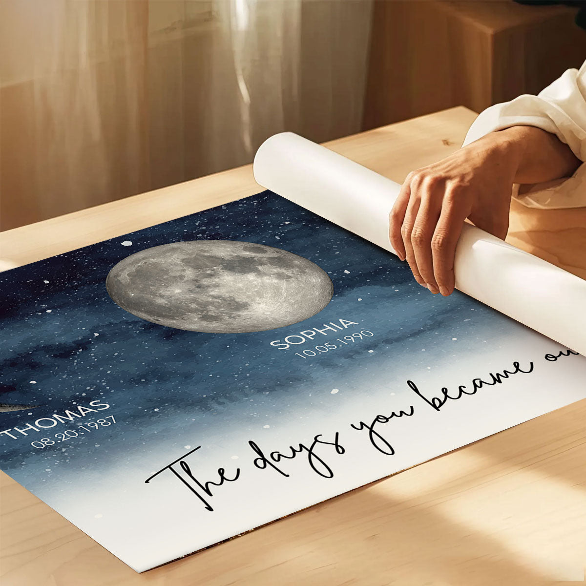 Starry Night The Day You Became MOM DAD Birth Moon Phase Personalized Poster, Heartfelt Gift For Mom, Father's Day Gift For Dad, Husband