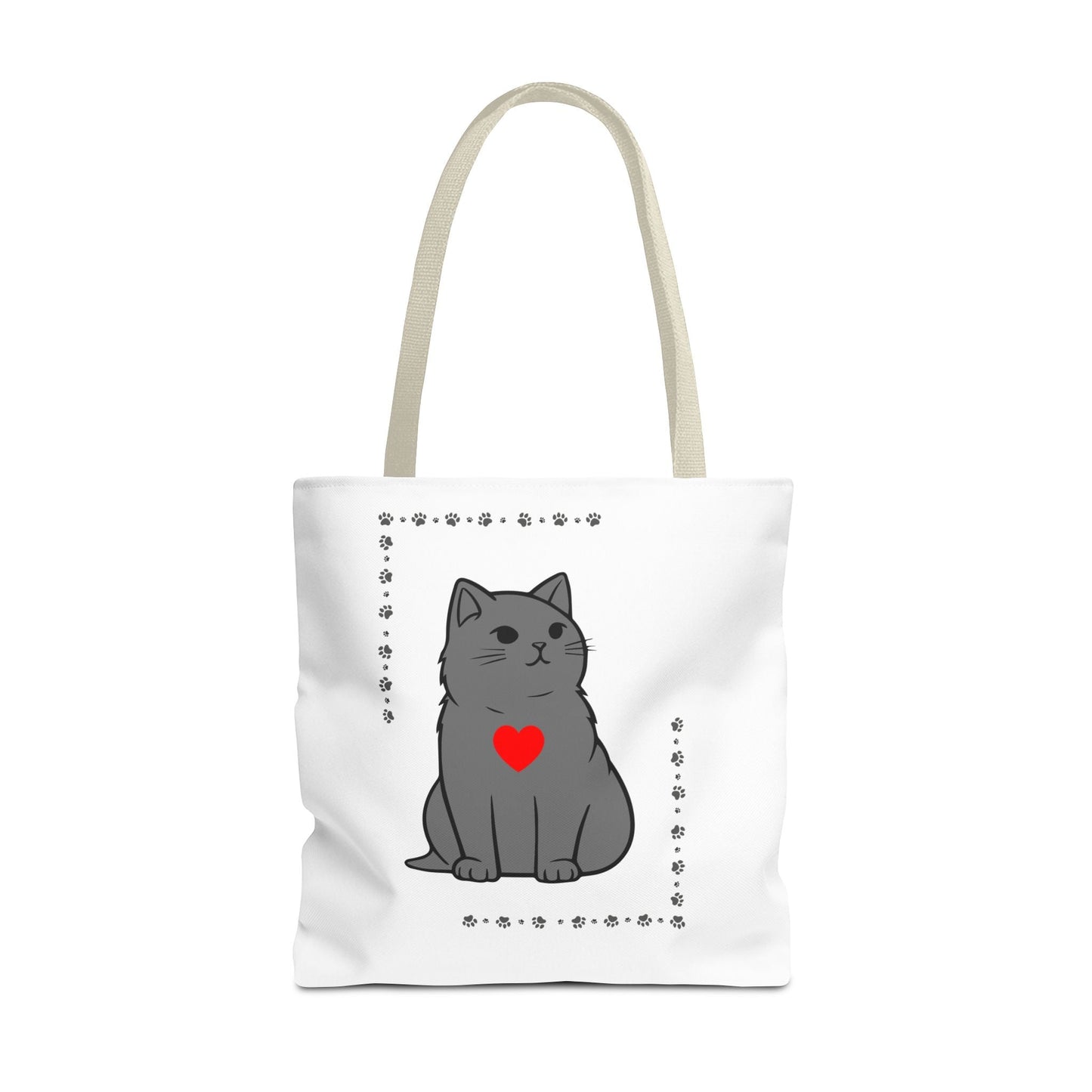Cute Cat Tote Bag with Heart Design - Perfect for Animal Lovers