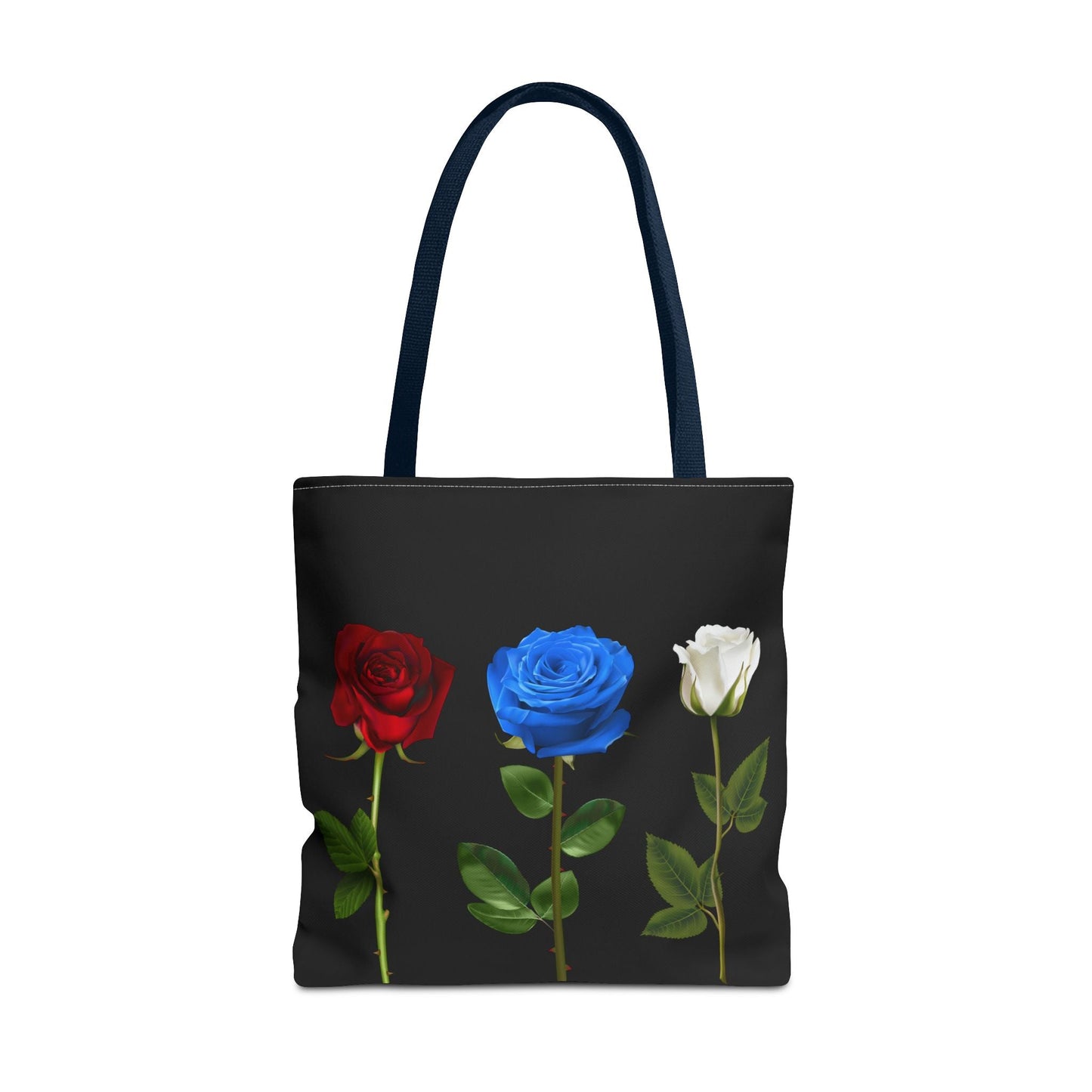 Elegant Floral Tote Bag - Red, Blue & White Roses Design