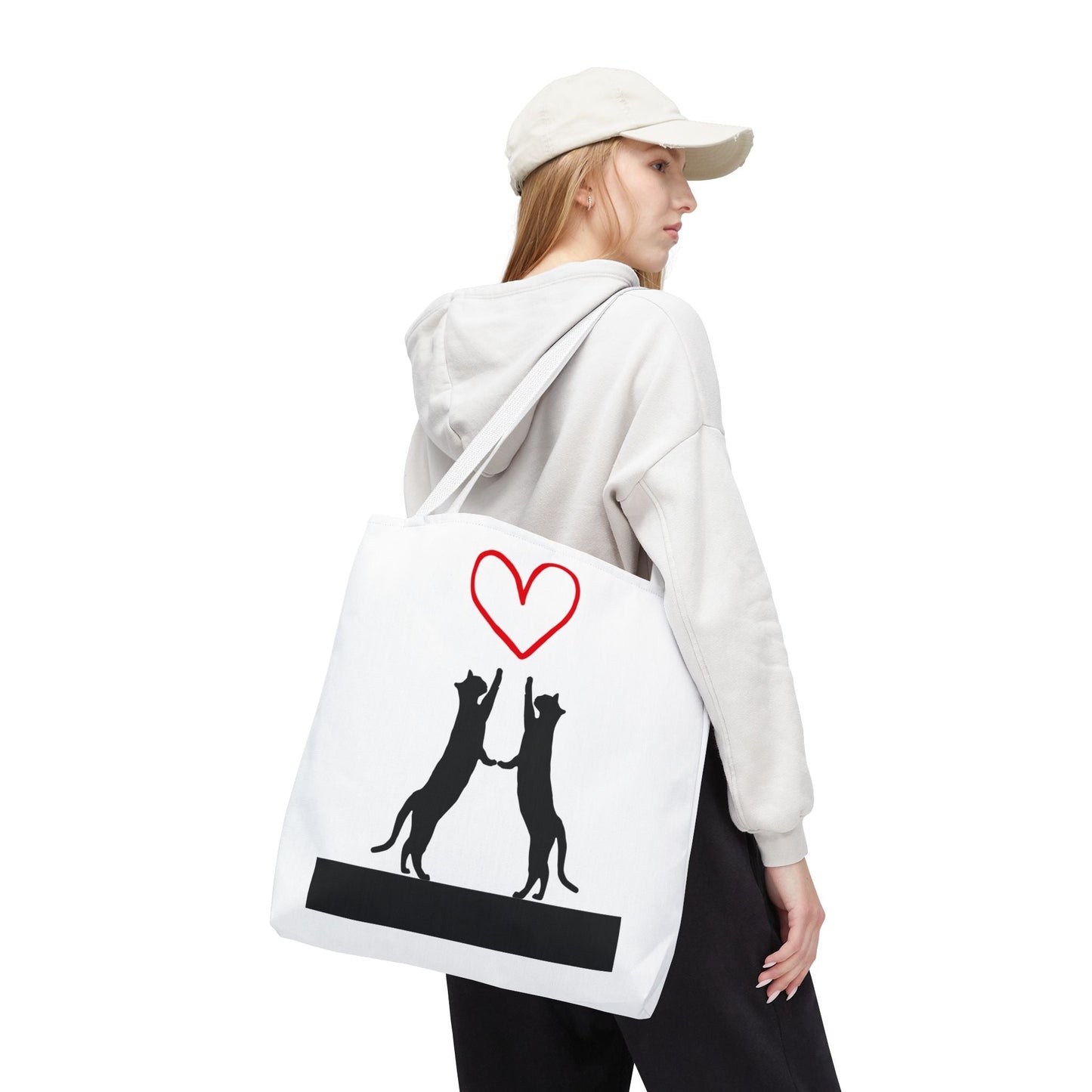 Love Cats Tote Bag - Cute Black Cat Lovers Gift