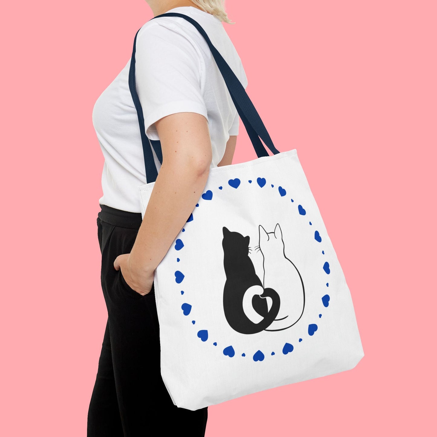 Cute Cat Lovers Tote Bag - Adorable Heart Design for Pet Enthusiasts