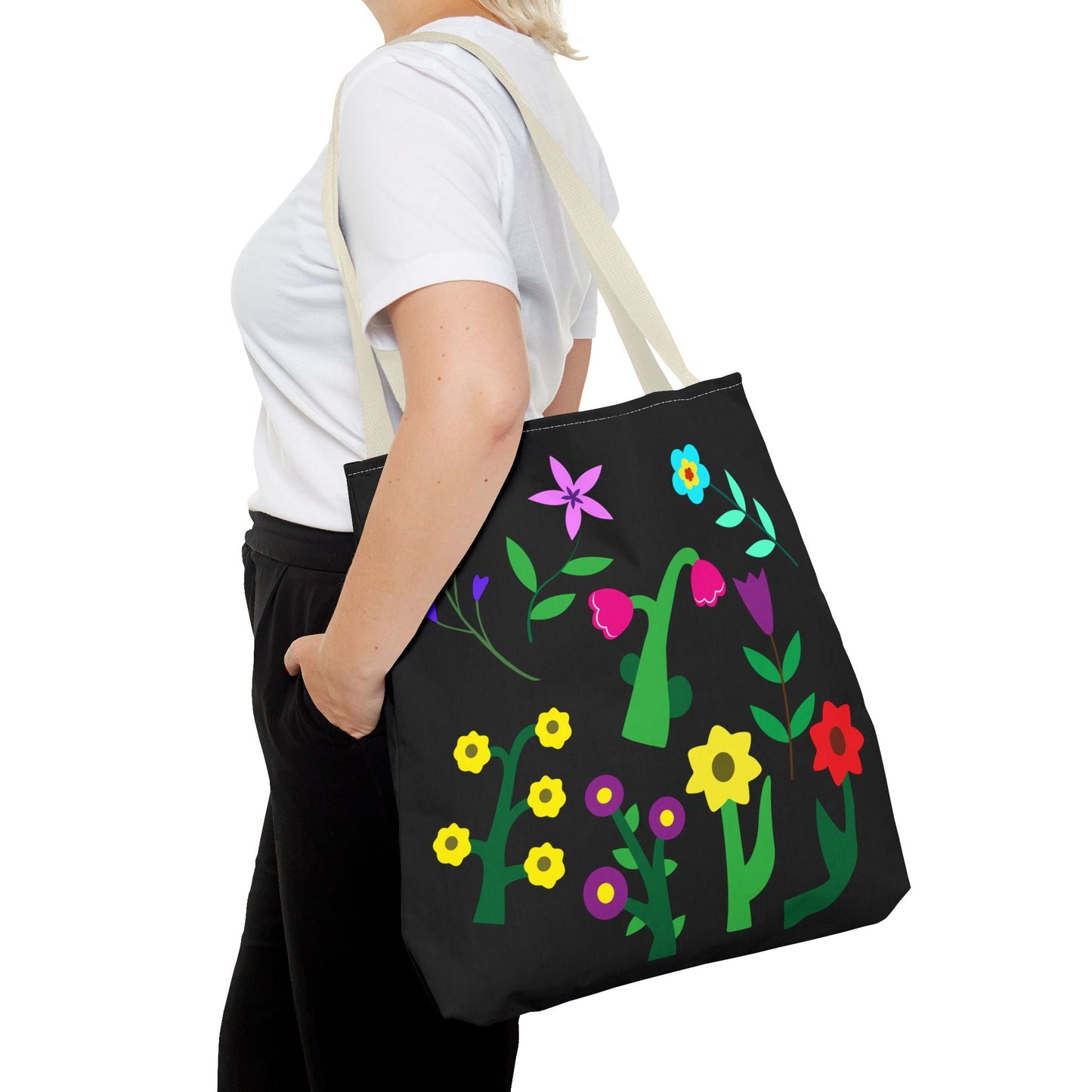 Vibrant Floral Tote Bag - Colorful Blooming Design for Every Occasion