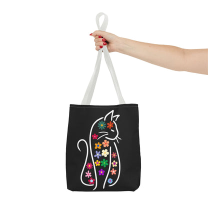 Cute Floral Cat Tote Bag for Cat Lovers