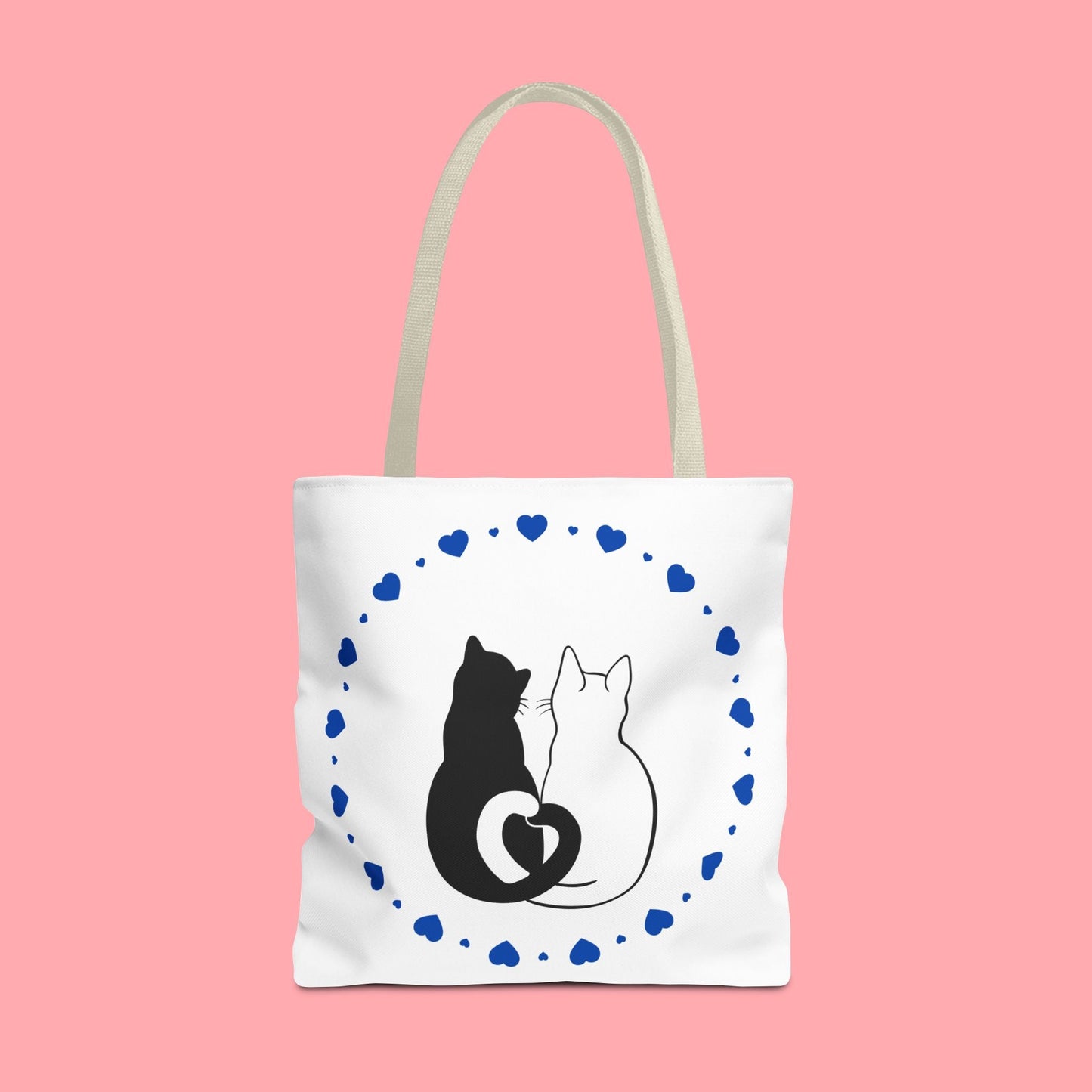 Cute Cat Lovers Tote Bag - Adorable Heart Design for Pet Enthusiasts