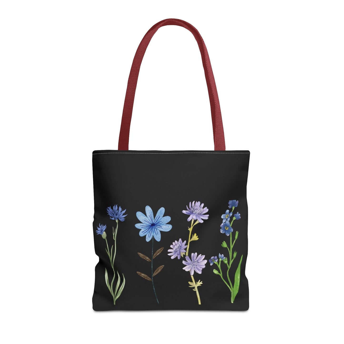 Floral Elegance Tote Bag - Stylish Black Canvas with Colorful Wildflowers for Everyday Use