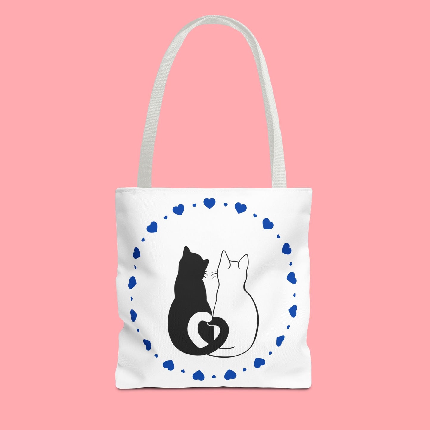 Cute Cat Lovers Tote Bag - Adorable Heart Design for Pet Enthusiasts