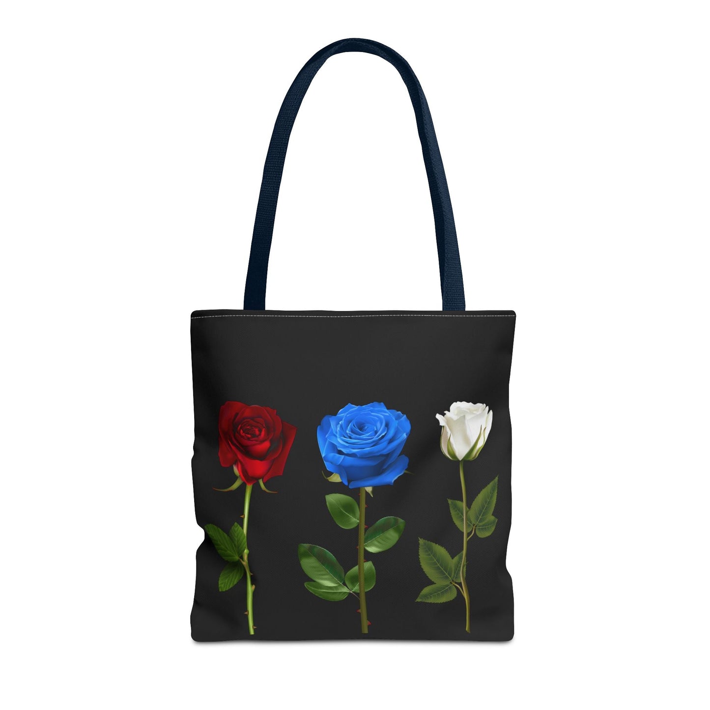 Elegant Floral Tote Bag - Red, Blue & White Roses Design