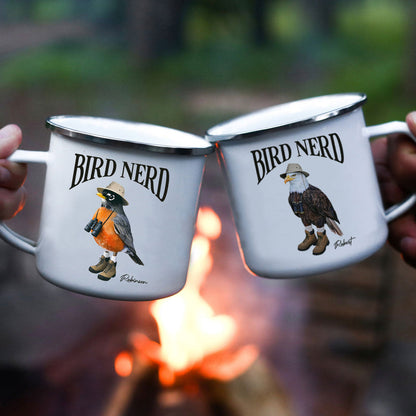 Bird Nerd Funny Gift For Bird Watcher, Bird Twitcher Bird Lover Personalized Enamel Mug