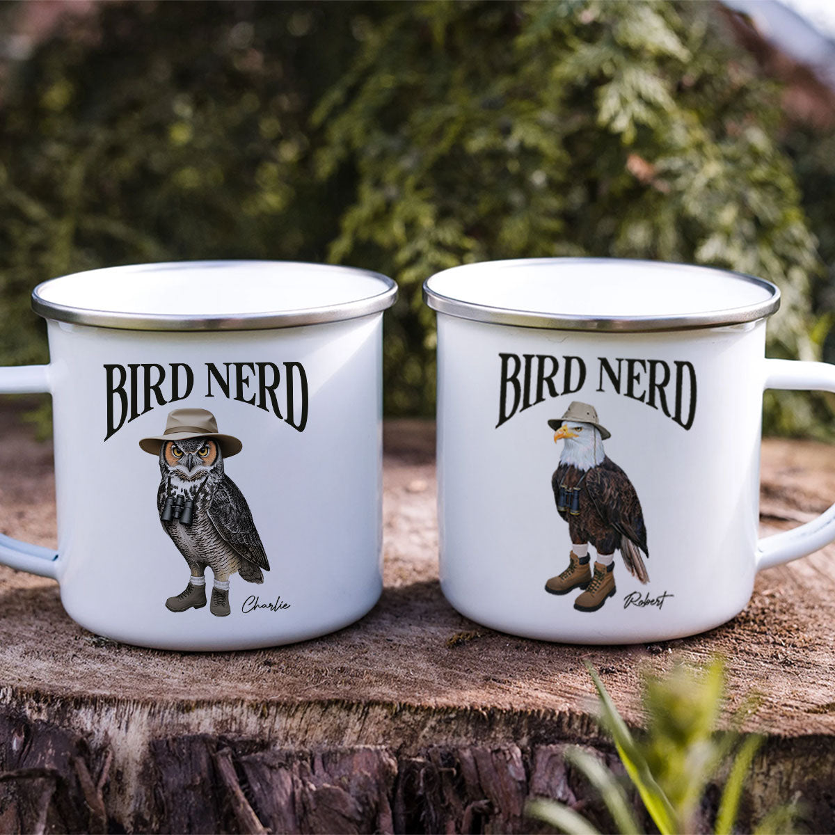 Bird Nerd Funny Gift For Bird Watcher, Bird Twitcher Bird Lover Personalized Enamel Mug