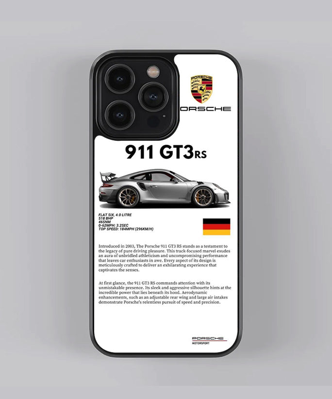 Porsche 911 GT3rs White Premium Glass Case